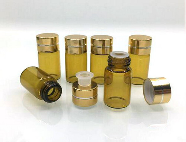 Factory Price 2ml Amber Glass Bottles With Plastic inner cover for Perfumes Cosmetics and Gold Metal Caps