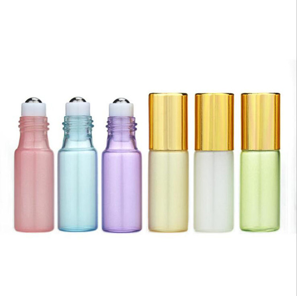 Essential Oil Roller Bottles - 200Pcs/Lot 5ml Pearl Colored Glass Roller Bottles with Stainless Steel Roller Balls by DHL Free Shipping