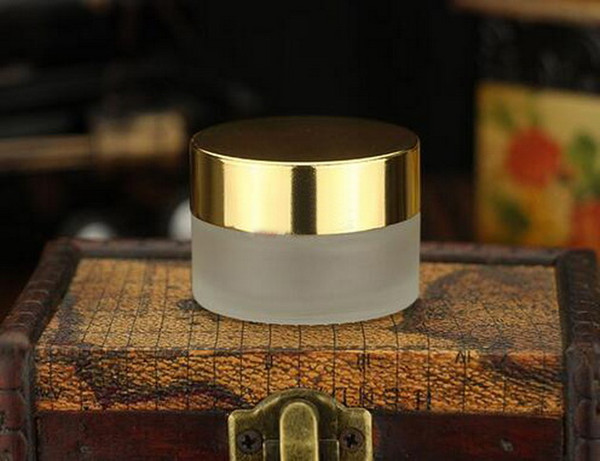 Cream Bottle,20g Refillable Transparent (Frosted)Glass Cosmetic Cream Jar Pot Bottle Container Gold(Silver or Black)Caps