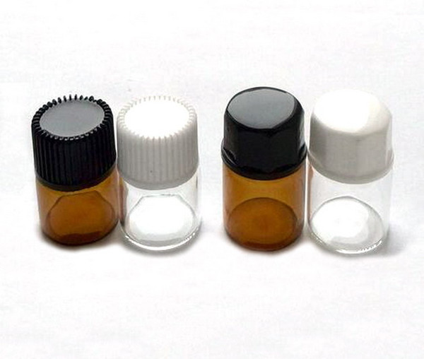5/8 Dram (2ml) Amber or Transparent Glass Essential Oil Bottle , with Inside plug and Black(White)Caps 500Pcs/lot By DHL Free Shipping