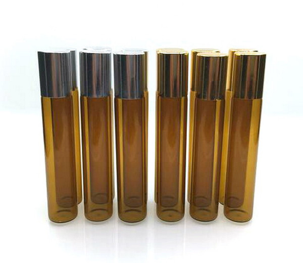 Factory Price 10ml Brown Glass Essential Oil Roller Bottles with Stainless Steel Roller Balls, for Perfumes Glass Bottles