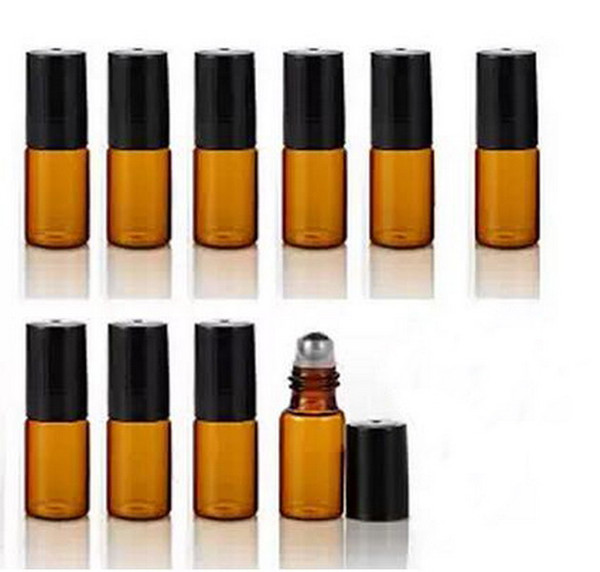 Factory Price Stainless Steel Ball Refillable 3ml Mini Roll On Glass Bottles Essential Oil Roller ball fragrance Perfume Bottle Free Shippng