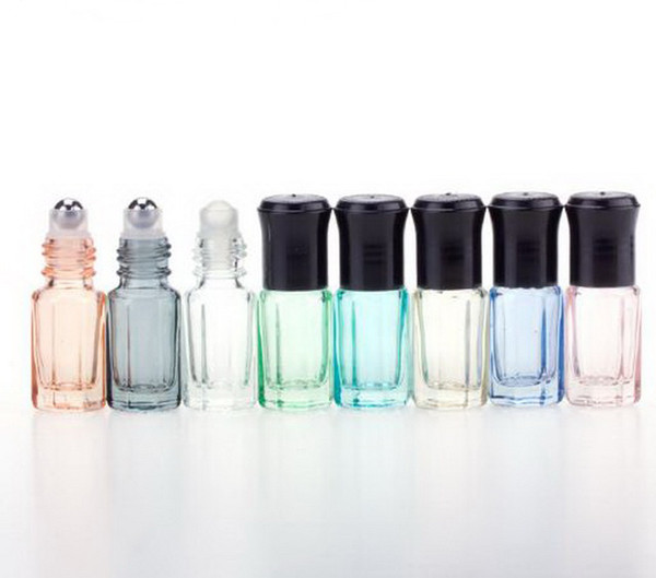 Roll on bottles for essential oils , 3 ml mini colorful glass bottles, perfume bottles wholesale