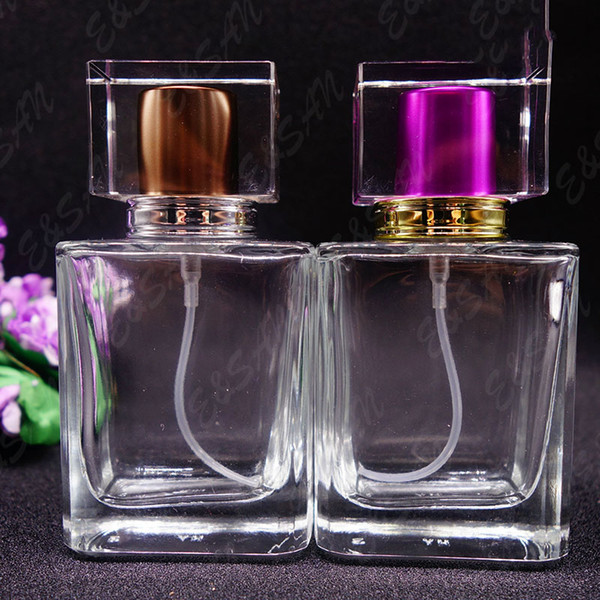 100PCS New Style High Quality 50ML Portable Glass Refillable Perfume Bottle With Aluminum Atomizer Empty Cosmetic Parfum Case