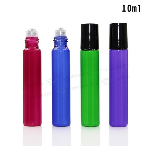 New Arrival Pull Tube 10ML Glass Roller Oil Bottles Blue Purple Green Red 10 ml Roll On Bottles Aromatherapy Fragrance 200Pcs Factory Price