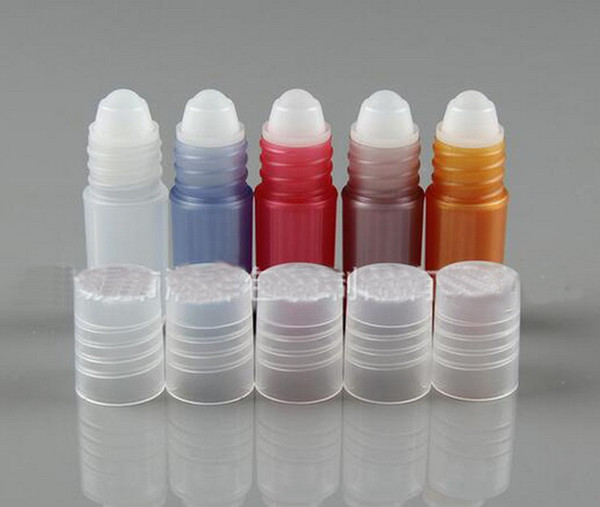 Factory Price 3ml Plastic Roll-on Bottles With White Caps for AromatherapyEssential Oil,Perfume,Lip Gloss,Travel Size 500Pcs/lot By DHL