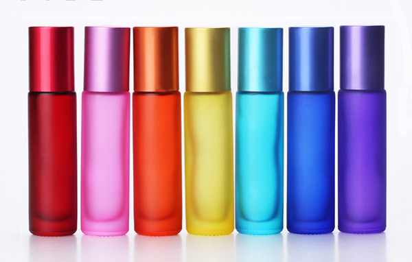 10ML Roll-on bottle color matte glass ball bottle portable perfume essential oil bottle