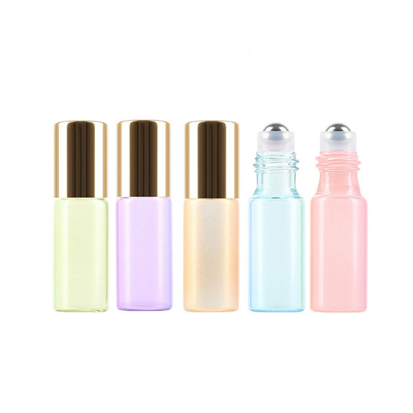 200Pcs 5ml Essential Oil Roller Bottles - Pearl Colored Glass Roller Bottles with Stainless Steel Roller Balls by DHL Free Shipping