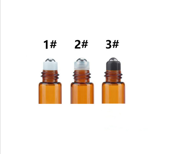 Amber 500pcs/Lot Mini 1ml Roll on Glass Bottle for Essential Oil - Empty Aromatherapy Perfume Bottles - Refillable Sample Vial with Metal B