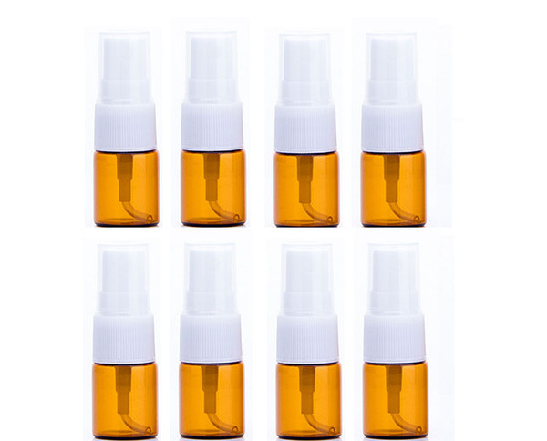 1000pcs 5ml Amber Glass Vials Sample Perfume Spray Bottle Thin Glass Tube Travel Vials Mist Sprayer