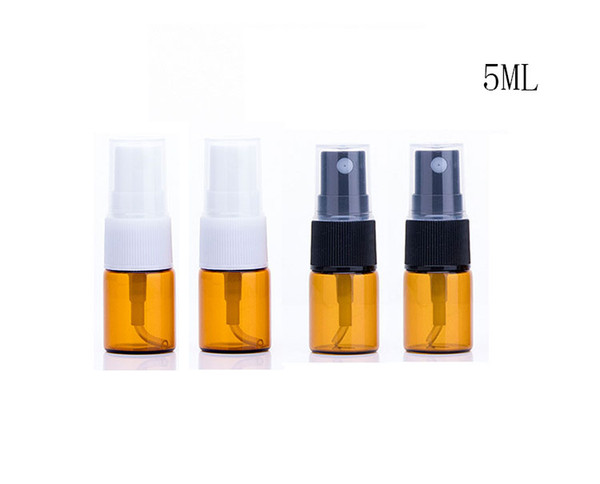 200pcs/lot 5ml Amber Glass Vials Sample Perfume Spray Bottle Thin Glass Tube Travel Vials Mist Sprayer