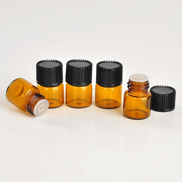 500pcs/lot 1ml (1/4 Dram) Amber Mini Glass Bottle 1cc Amber Sample Vial Small Essential Oil Bottle Travel Must by DHL Free Shipping