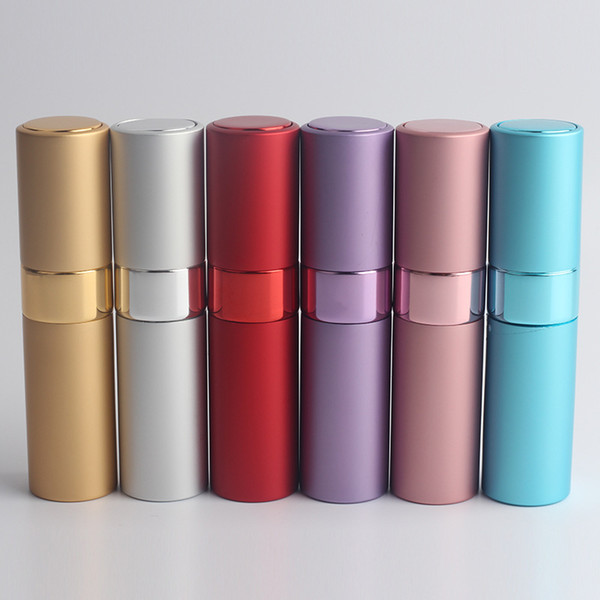 Hot 200Pcs/Llot 8ML Lipstick Shape Aluminum Cans Perfume Bottles, Portable Spray Empty Bottles, 6 Colors Optional. Free Shipping