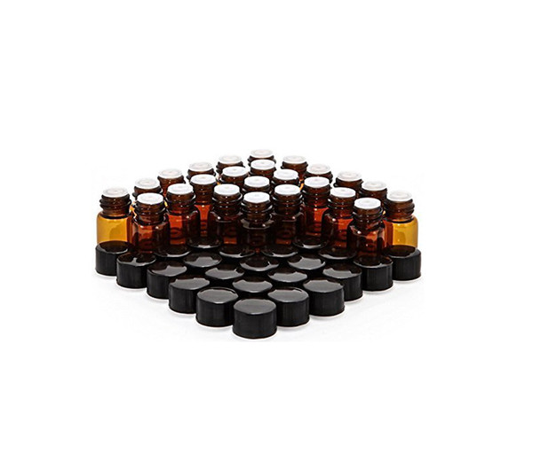 wholesale 500pcs 2ml Mini Amber Glass Essential Oil Reagents Refillable Sample Bottle Brown Glass Vials With Cap