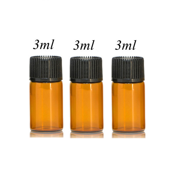 500pcs 3ml Amber Glass Bottle Empty Bottle For Essential Oil Perfume Liquid Makeup Storage Bottles Dark Brown Containers