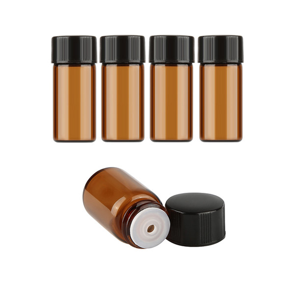 1000pcs/Lot 3ml Amber Glass Bottle Empty Bottle For Essential Oil Perfume Liquid Makeup Storage Bottles Dark Brown Containers