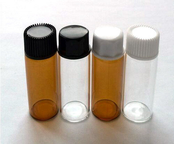 Factory Price 5ml Amber or Transparent Glass Essential Oil Bottle, with Inside plug and caps,Sample perfume bottles