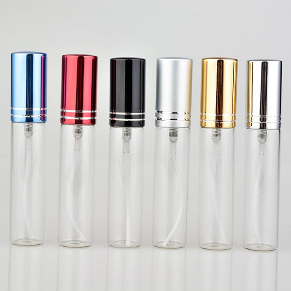 200Pcs/lot 10ML Portable Colorful Glass Refillable Perfume Bottle With Atomizer Empty Cosmetic Containers With Sprayer For Travel