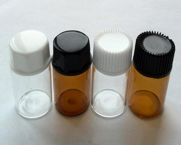 Factory Price 3ml Amber or Transparent Glass Perfume Bottles, Essential Oil Bottles,Sample Perfume Bottles ,With Inside Plug and Caps