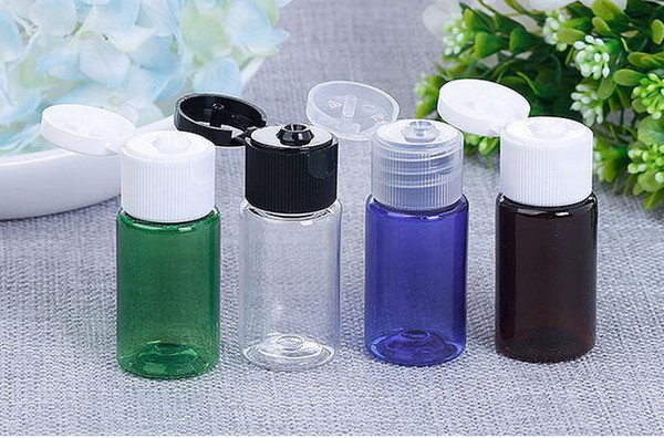 10ML Empty Plastic Liquid Lotion Makeup Bottles with Flip Cap Lid Air Flight Travel Size(Amber,Green,Blue,Transparent) 300Pcs/lot By DHL