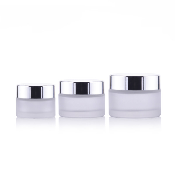 300pcs 15g 30g 50g Glass Facial Cream Jar Empty Cosmetic Sample 15ml 30ml 30ml Container Emulsion Refillable Pot For Travel
