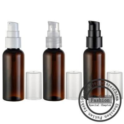 50ml X50 empty brown cream pump plastic containers, small cosmetic lotion bottle ,cosmetic pump packaging , travel cream jar