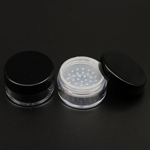 50pcs/lot 20g Round Base Clear PS Cream Jar With Mesh Puff Cake Jar Nail Art Box Sample Container