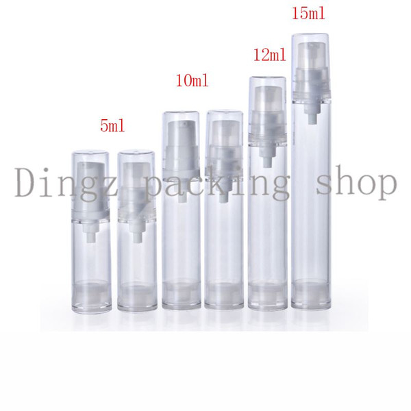 Hot sale 30pcs/lot,15ml transparent airless vacuum pump lotion bottle with silver line used for Cosmetic Container