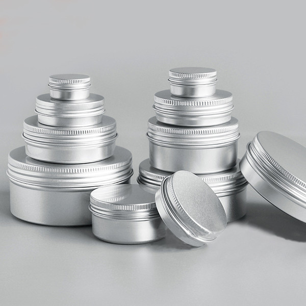 50pcs/lot 5g 10g 15g 20g 30g 50g 100g 200g Aluminum Cream Jar Pot Nail Art Makeup Lip Gloss Empty Cosmetic Metal Tin Containers