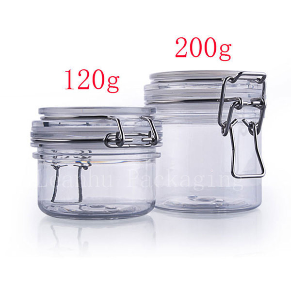 120g 200g Empty Round Plastic Sealed Tin Containers Clip Lids ,Food Jar Pot Containers Storage,Mask Cream Container Bottle