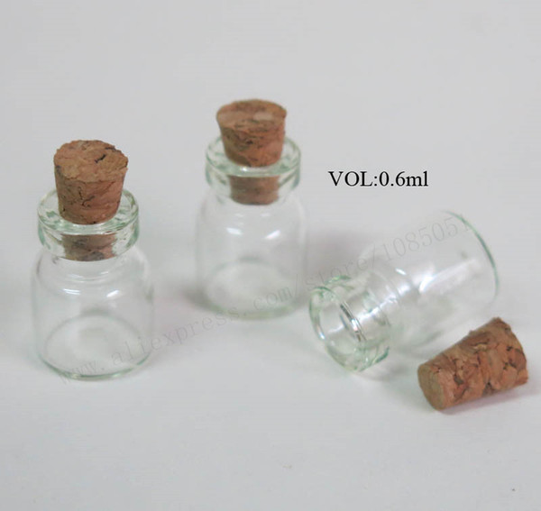 3000pcs/lot 0.6ml Clear/Transparent/Amber color Glass vial with wooden cork small sample mini Wishing Bottles 131806