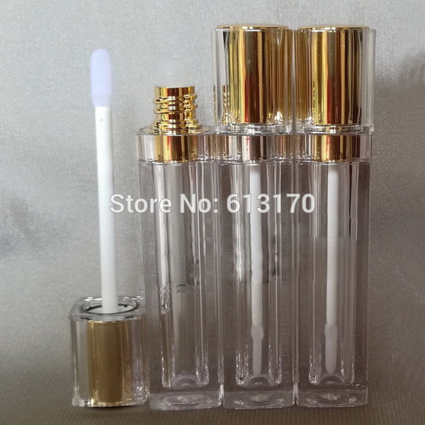 Free shipping 8ml lip gloss tubes with Gold cap Double wall,Square Lip stick packing container,Empty DIY lip balm bottle