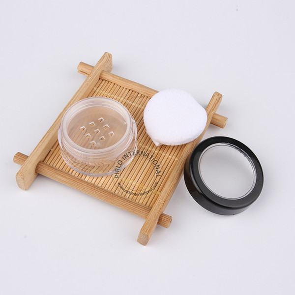 Make Up Tools High Quality 5g Empty Plastic Loose Powder jars With Sifter + Puff, Clear Small Cosmetic Jar Packaging 50pcs