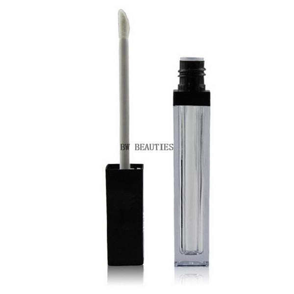 200Pcs/Lot 5ML Square Lip Gloss Bottle Shiny Black cap Lip Glaze Tube, Empty Acrylic Lip Gloss Packing Tube Cosmetics Packaging