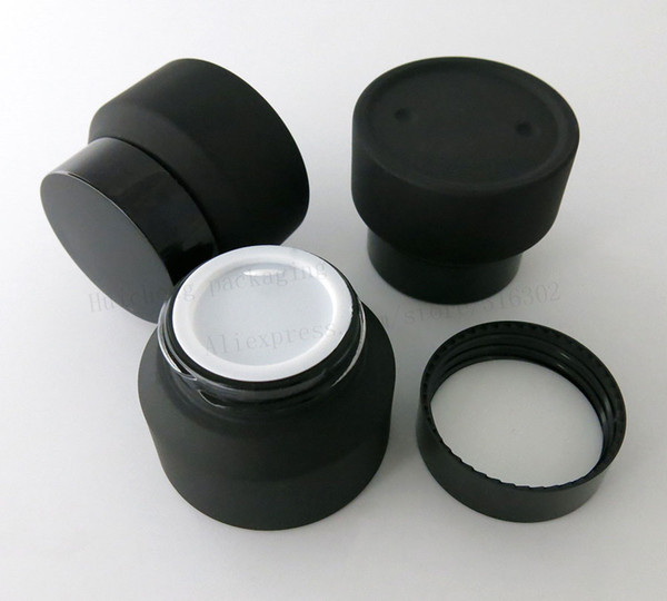 20 x 15G 30G 50G Frost Make up Glass Jar With Black Lids white Seal Container Cosmetic Packaging, 15G Glass Cream Pot