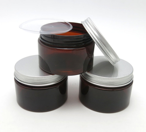 20 x 120g Amber PET Cream Jar 4oz Cream Bottle with silver aluminum lids and Inner Pad