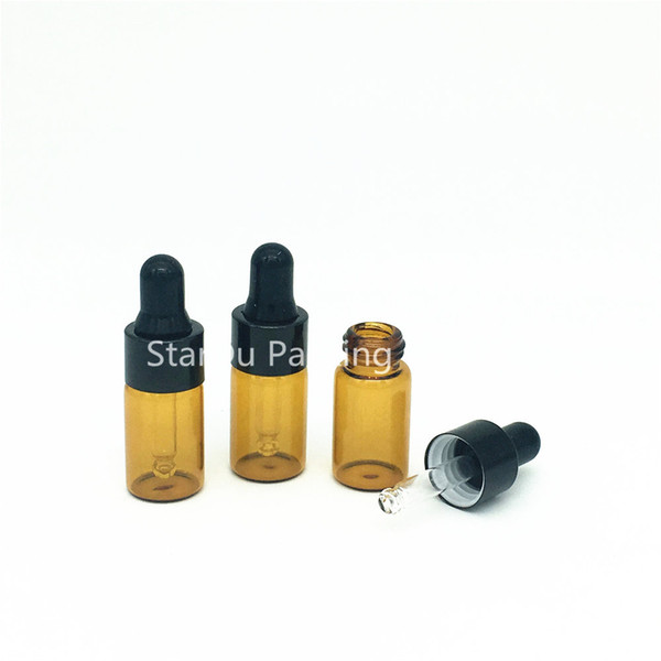 Free Shipping 50 x 3ML Small Amber Glass Dropper Bottle 3cc Mini Glass Vial With Pipette Dropper