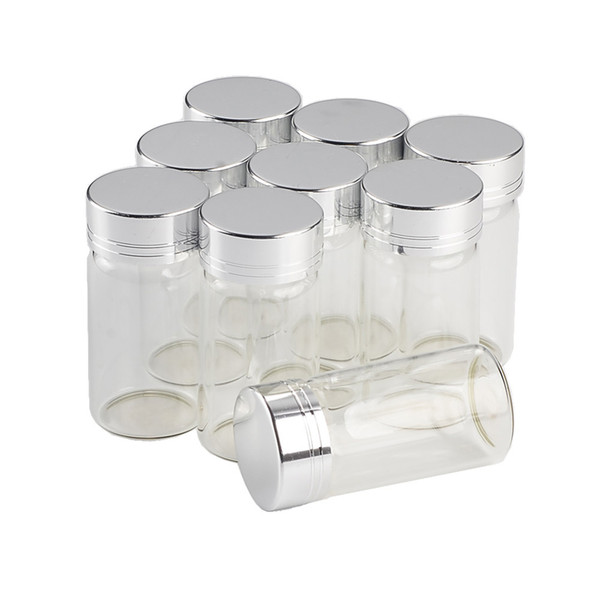25ml Glass Jars Bottles Aluminum Screw Silver Cap Transparent Gift Wedding Crafts Wishing Bottles Jars 50pcs Free Shipping