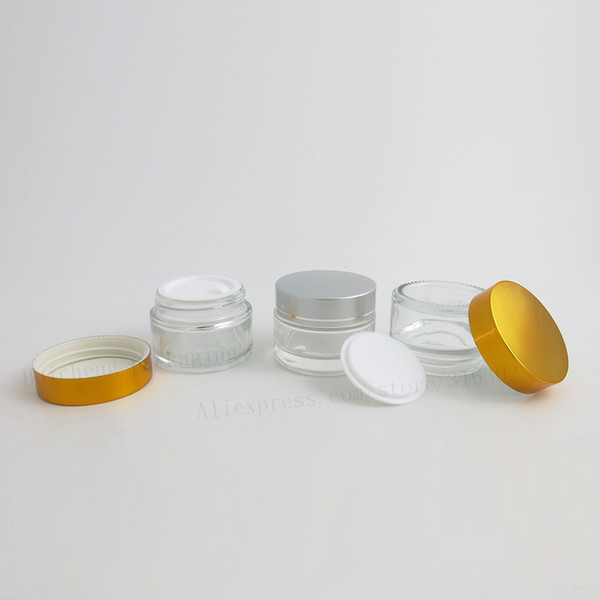 200 x 30g New Arrival!!Cream Glass Jar Empty 1OZ Glass Cosmetic Make up Sample Container Emulsion Refillable Pot Silver
