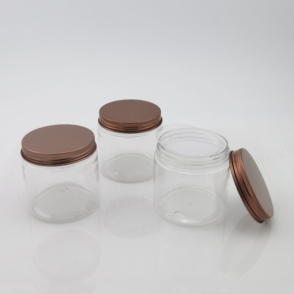 20 x 200ml Empty Clear PET Jars Aluminum Lids 200g Transparent Plastic Cosmetic Contaier with seal