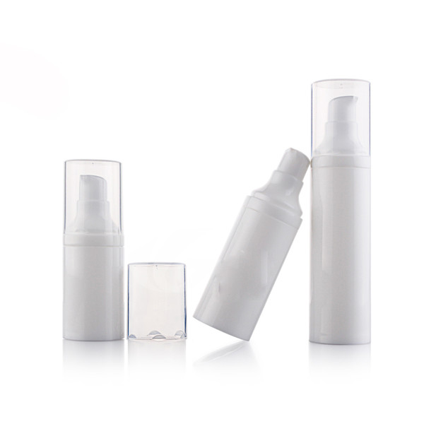 (30pcs/lot)50ml white Vacuum emulsion pump bottle Portable travel cosmetic packaging bottle Hot sale
