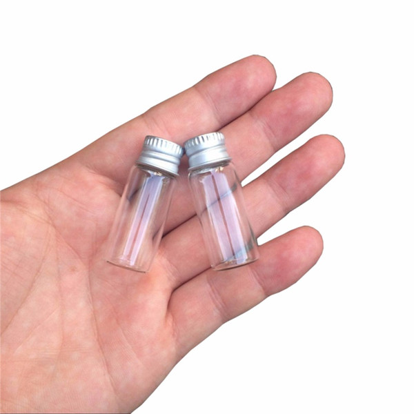 4ml Mini Glass Bottles Jewelry Packing Cute Bottles Screw Aluminum Caps Empty Bottles Jars Pendants 100pcs Free Shipping