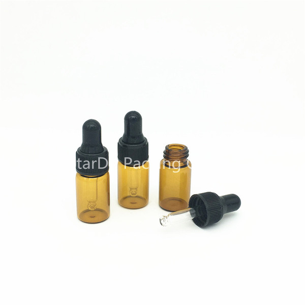 Free shipping 500x 3ml Amber Glass Dropper Bottle Jars Vials With Pipette For Cosmetic Perfume Essential Oil Bottles