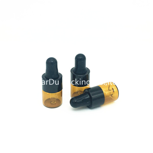Free Shipping 500x1ML Small Amber Glass Dropper Bottle 1cc Mini Glass Vial With Pipette Dropper, High Quality Glass Bottle