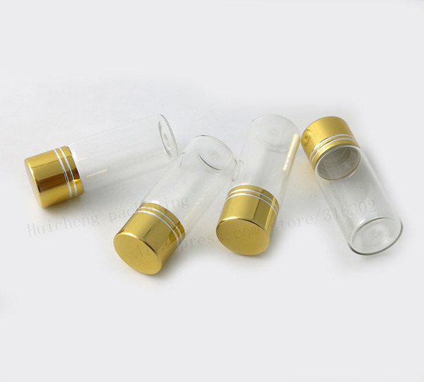 12ml Mini Clear Glass Bottle Gold Aluminum Screw Cap Container Borosilicate Vial Empty 500pcs