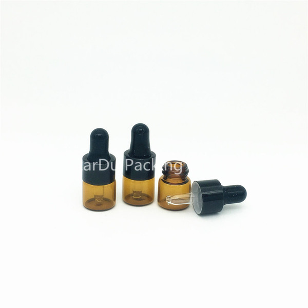 Free Shipping 100x1ML Small Amber Glass Dropper Bottle 1cc Mini Glass Vial With Pipette Dropper, High Quality Glass Bottle