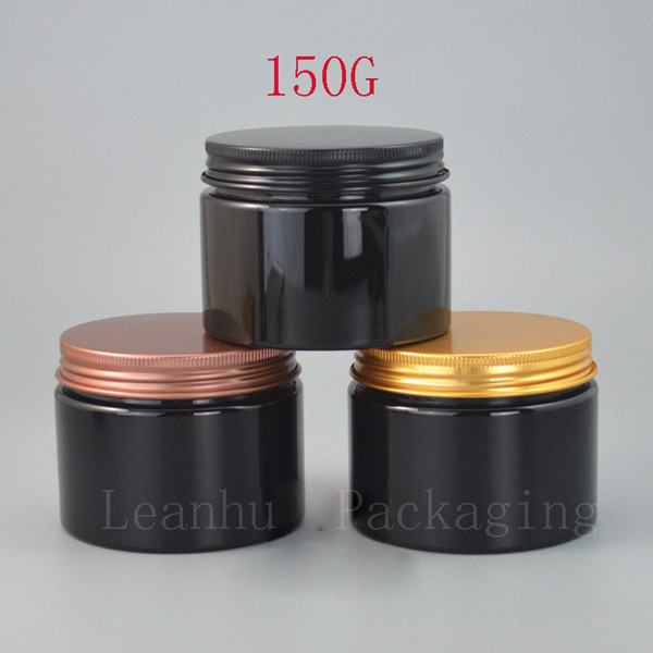 150g Black Refillable Cream Jar Solid Perfumes Makeup Container Aluminum Screw Cap,Homemade Beauty Skin Care Packing Containers