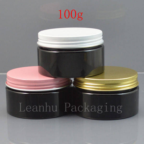 100g x 50 empty black thicken cream jar with white / pink / gold aluminum screw cap for containing solid perfumes