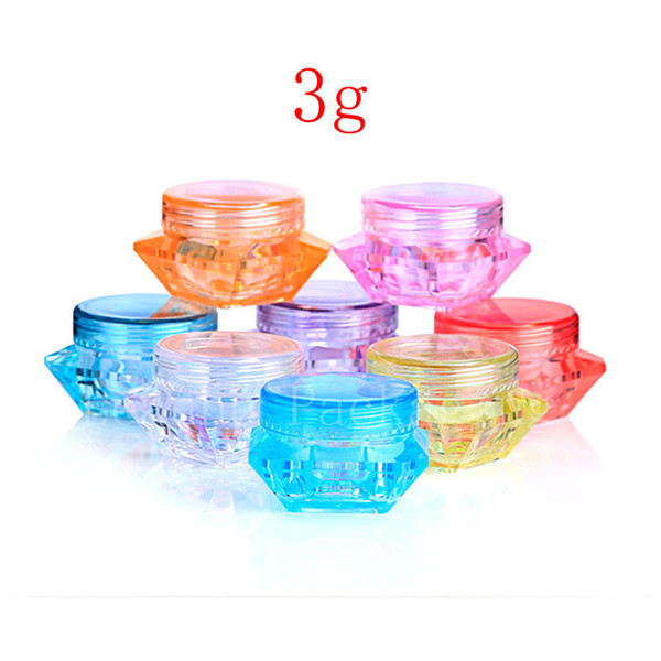 3g colored empty cosmetic containers with screw cap, sample diamond shape containers jar skin care cosmetic cream jars pot tins