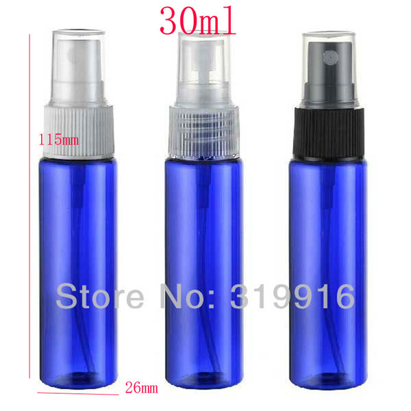 30ml X50 blue color mist spray pump travel PET bottle for cosmetic packaging,1 oz plastic empty bottles for liquid medicine 30cc